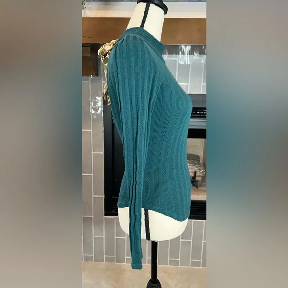 #855 Free People party in the back Keyhole back Scarf Tie Long Sleeve Blouse XS - Picture 8 of 9